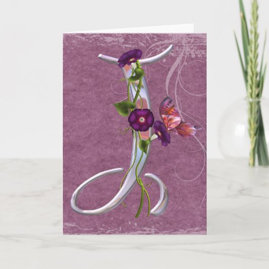 大切な蝶イニシャルJ ノートカード (正面)