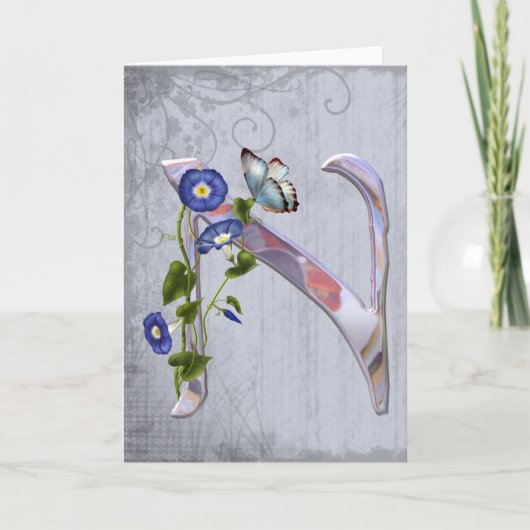 大切な蝶イニシャルN ノートカード (正面)