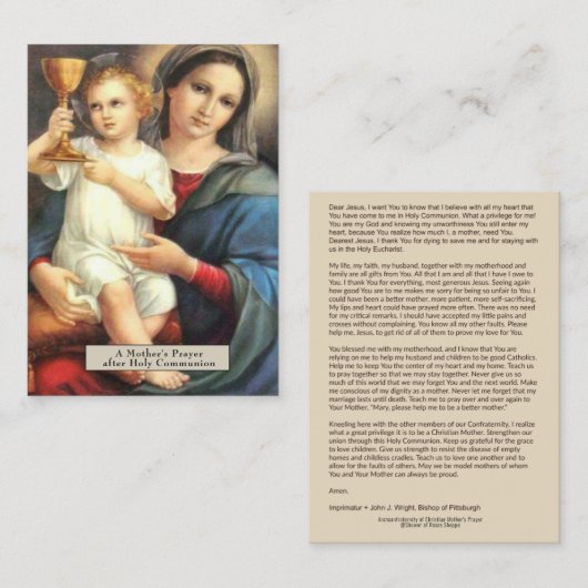 大切な血St.ガートルードの祈りの言葉の神聖なカード 名刺 (正面/裏面)