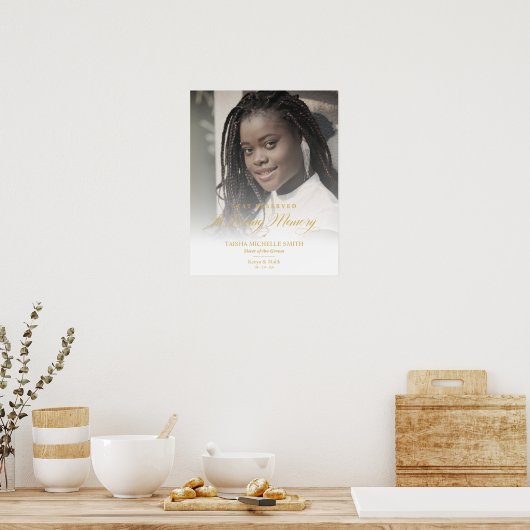 大切な記憶を刻む ゴールドウェディング ラブ 思い出の席  愛する人のために ポスター (キッチン)