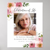 大切な記憶　愛のメッセージ　ピンクの花の写真　ウェルカムサイン ポスター (正面)