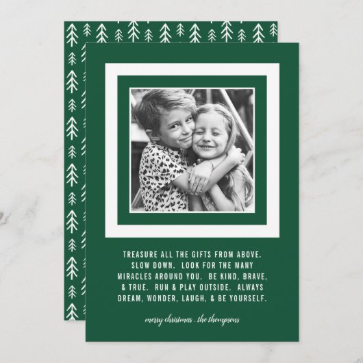 大切な贈り物 | 5x7 緑 | 写真 シーズンカード (正面/裏面)