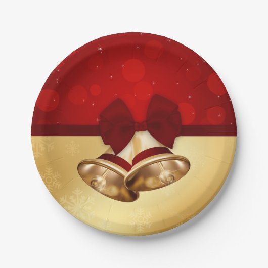 大切な金クリスマス鐘 ペーパープレート (正面)