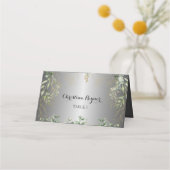 大切な開花：シルバーのアクセントと金色のリングや輪 プレイスカード (正面)