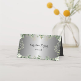 大切な開花：シルバーのアクセントと金色のリングや輪 プレイスカード