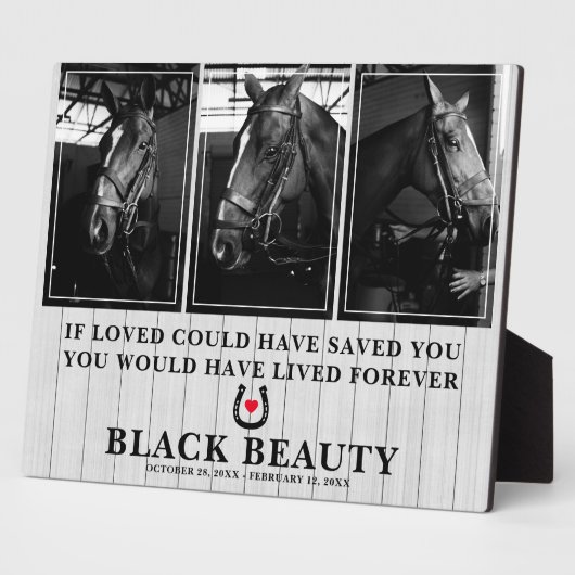 大切な馬の追悼 | 馬3枚の写真記念プレート フォトプラーク (側面)