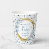 大切ほこりっぽい青い水色の花金ゴールドシャワー 紙コップ (裏面)