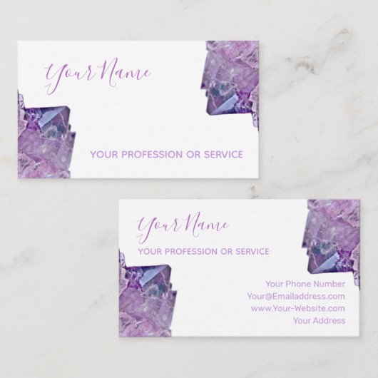 大切アメジスト宝石ジュエラージュエリービジネスca 名刺 (正面/裏面)