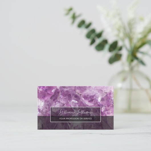 大切アメジスト宝石ラグジュアリー結晶ジュエリーブシン 名刺 (スタンド正面)