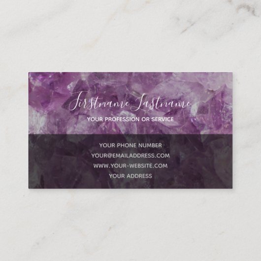 大切アメジスト宝石ラグジュアリー結晶ジュエリーブシン 名刺 (裏面)