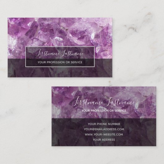 大切アメジスト宝石ラグジュアリー結晶ジュエリーブシン 名刺 (正面/裏面)