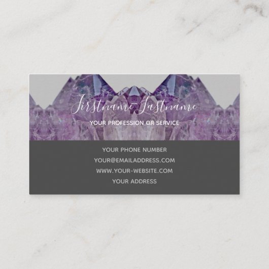 大切アメジスト宝石ラグジュアリー結晶ジュエリー 名刺 (裏面)