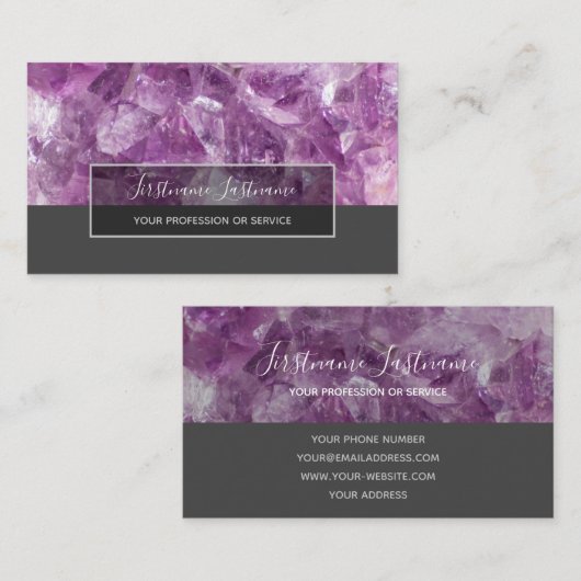大切アメジスト宝石ラグジュアリー結晶ジュエリー 名刺 (正面/裏面)