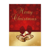 大切ゴールデンクリスマスベルズホリデーハガキ