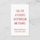 大切ダック・ママの呼び出し コーリングカード (裏面)