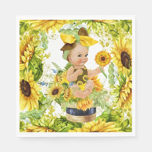 大切ベビーひまわりパーティー スタンダードランチョンナプキン (正面)