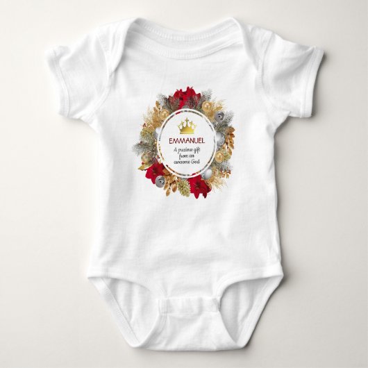 大切神に素晴らし贈る |クリスマスリース ベビーボディスーツ (正面)