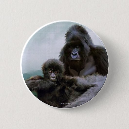 "大切" Primate - Mountain Gorilla Button 缶バッジ (正面)