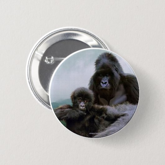 "大切" Primate - Mountain Gorilla Button 缶バッジ (正面&裏面)