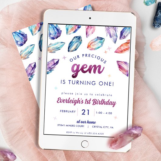 大切Gem 1st Birthday Crystal 招待状