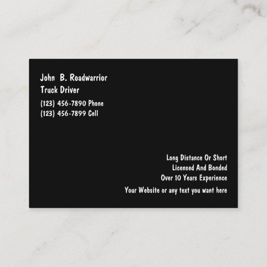 大判カメラのトラック運送 名刺 (裏面)