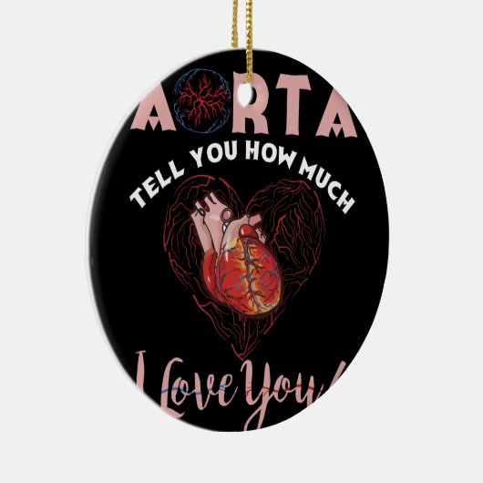 大動脈は私がどれだけ君を愛しているかを教えるハート セラミックオーナメント (右)