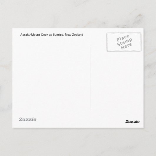 大動脈山調理師アットサンライズニュージーランド ポストカード (裏面)