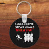 大勢の人々を「ねじ切り」と呼ぶ キーホルダー (正面)