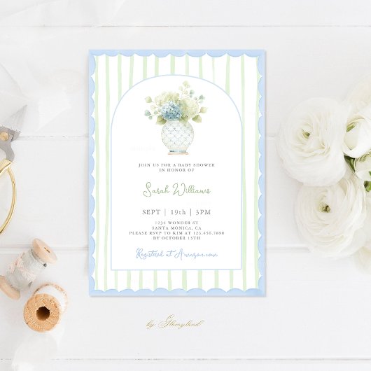 大千年のジンジャージャーの瓶の赤ちゃんシャワー 招待状