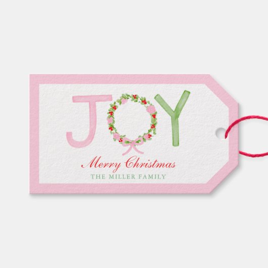 大千年の名門私立校風のクリスマスリース喜び ギフトタグ (正面(横))