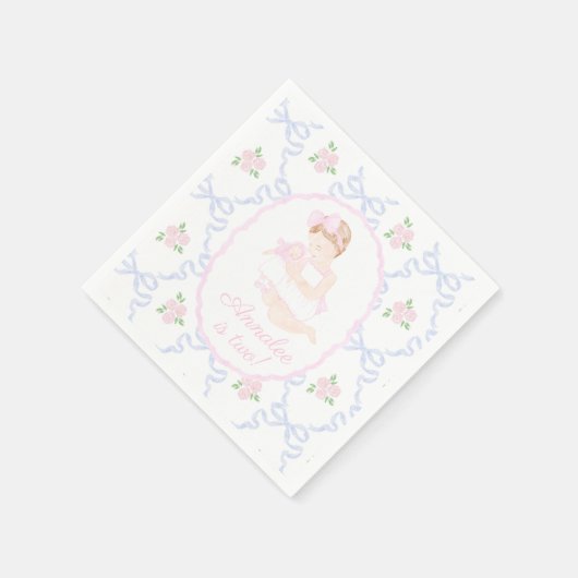 大千年名門私立校風ののドリーと私のピンクの弓 スタンダードカクテルナプキン (角)