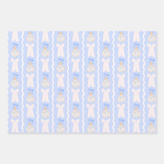 大千年名門私立校風の年のクリスマス球根と弓 ラッピングペーパーシート (正面3)