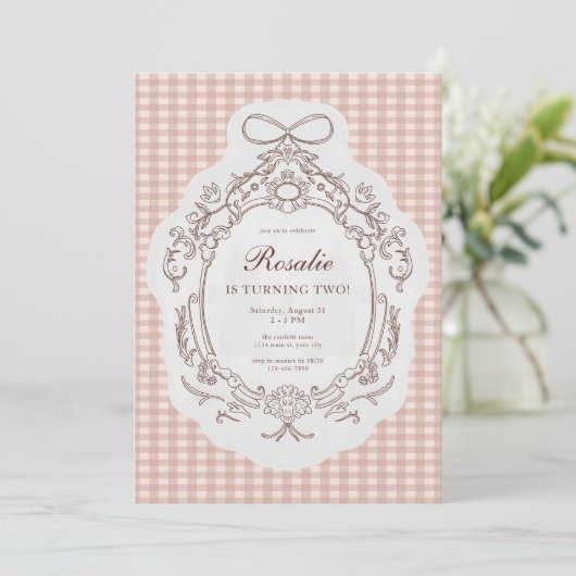 大千年名門私立校風の間ヴィンテージフローラ誕生日 招待状 (スタンド正面)