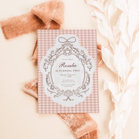 大千年名門私立校風の間ヴィンテージフローラ誕生日 招待状