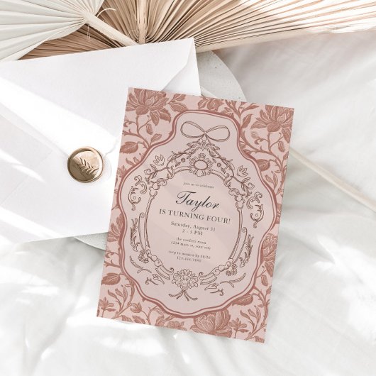 大千年名門私立校風の間ヴィンテージフローラ誕生日 招待状