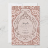 大千年名門私立校風の間ヴィンテージフローラ誕生日 招待状 (正面)