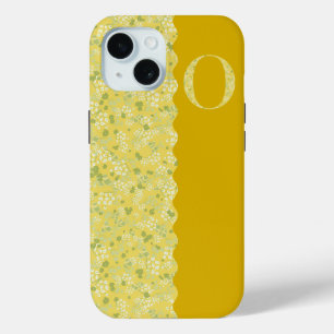 大千年紀のモノグラムO黄色の小さな花 iPhone 15ケース