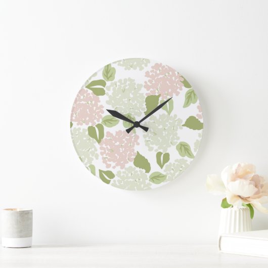 大千年紀アジサイ名門私立校風のかわいらしフローラ ラージ壁時計 (ホーム)
