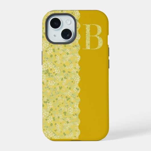 大千年紀モノグラムB黄色の小さな花 iPhone 15ケース (裏面)