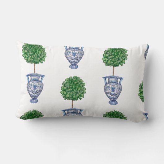 大千年紀名門私立校風のトピアリー青 ランバークッション (裏面)