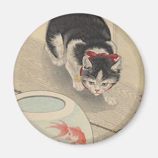 大原光尊『金魚の猫と丼』 マグネット (正面)