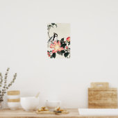 大原公素晴らし村さんのピンク色の花を飾るチット ポスター (キッチン)