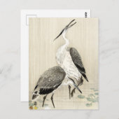 大原古村アートによる雨の中の二匹の日本の鷺 ポストカード (正面/裏面)