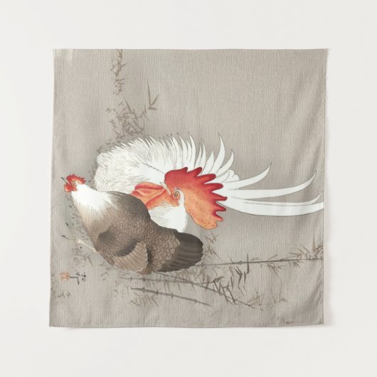 大原好村の鶏と鶏 タペストリー (正面(横))