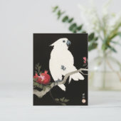 大原小村のオウム描の木版画プリント ポストカード (スタンド正面)