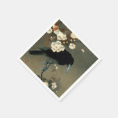 大原小村のカラスと花ヴィンテージ スタンダードカクテルナプキン (角)