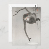 大原小村のサルと月の反射 ポストカード (正面/裏面)