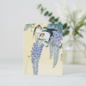 大原小村のツバメと藤 ポストカード (スタンド正面)