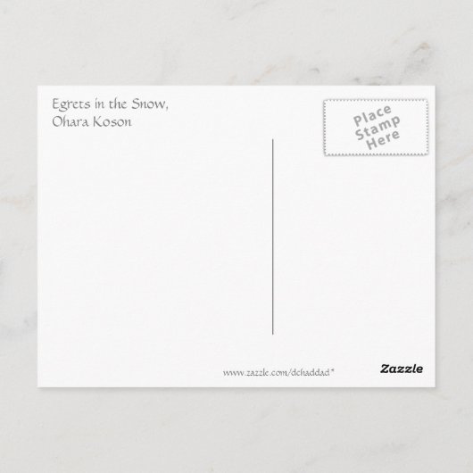 大原小村のヴィンテージが雪の中で輝く ポストカード (裏面)