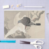 大原小村の枝に2羽のハト 薄葉紙 (クラフト)